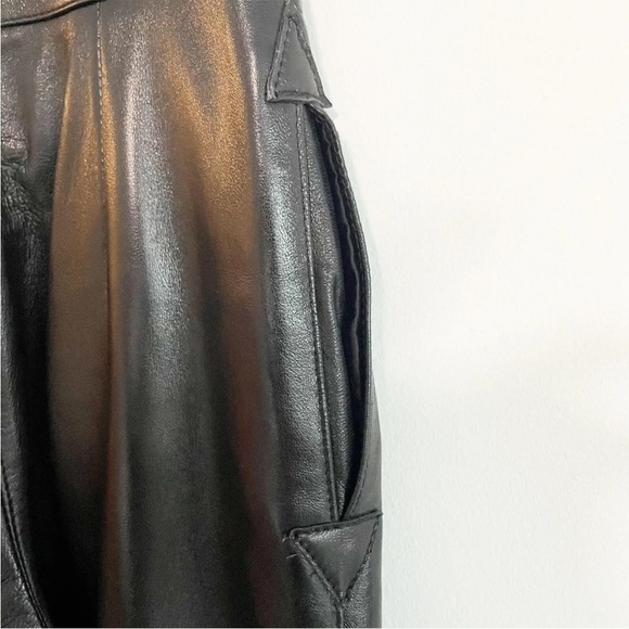 Vintage MZ Creations Paris France Women's High Waisted Black Leather pants 1980s - Picture 5 of 13
